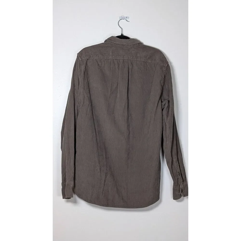 J.Crew Garment Dyed Corduroy Workshirt Brown Cotton Button Front Classic Small